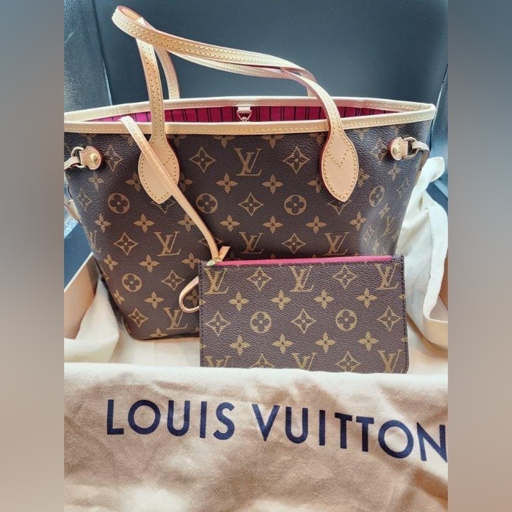 Louis Vuitton Handbag W/ Clutch Neverfull Pivoine AUTHENTIC NEW from FRANCE
